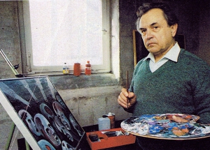 Зиновьев в своей мастерской в Мюнхене. 1985